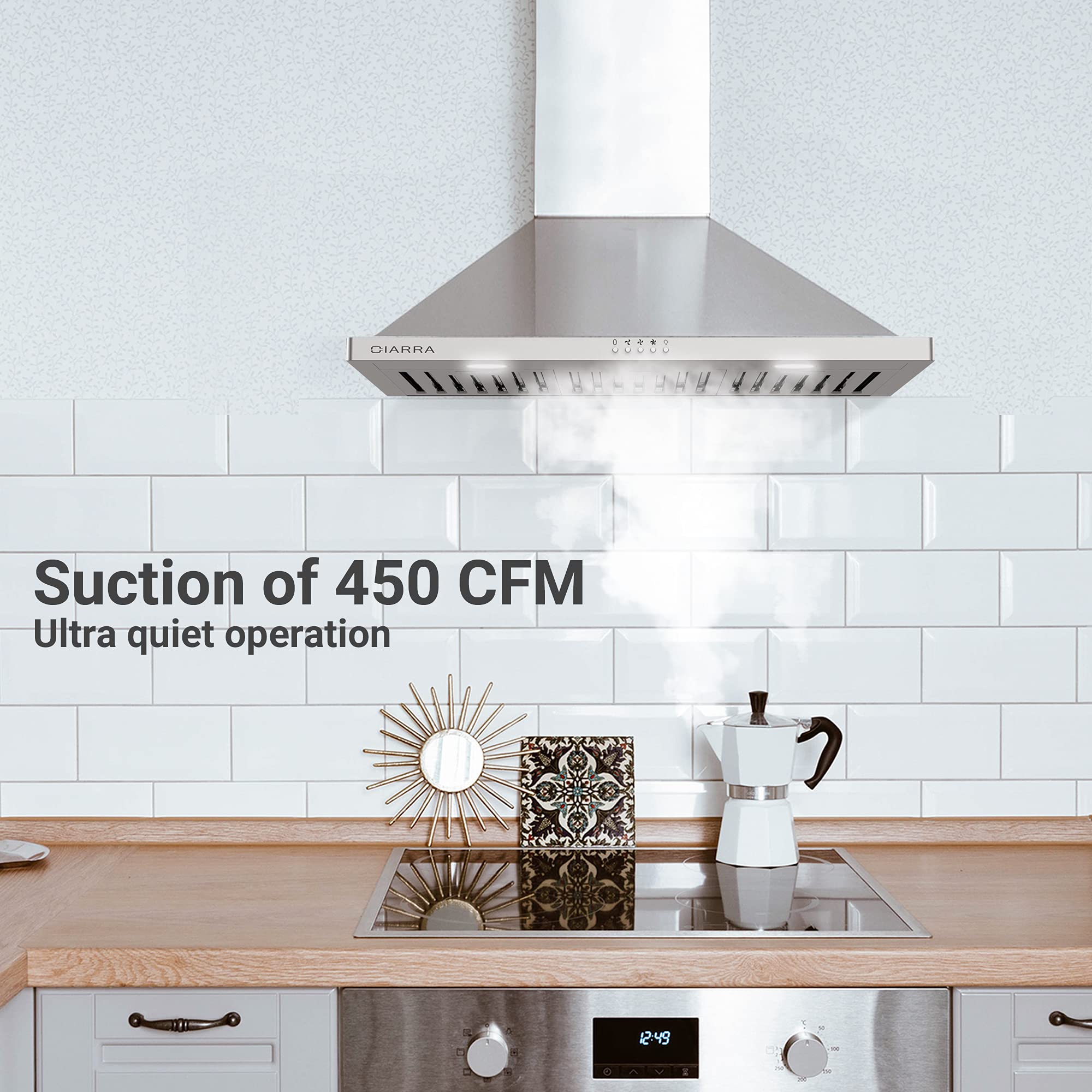 Buy Wall Mount Range Hood 30 inch with 450 CFM Kitchen Vent Hood in