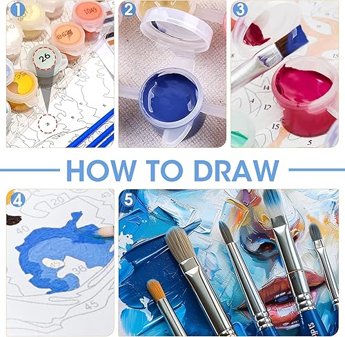 Miniatura 6 de Bimkole Kit de pintura de conejo por números, pintura al óleo de animales sobre lienzo, pintura acrílica para principiantes con pinceles, perfecta