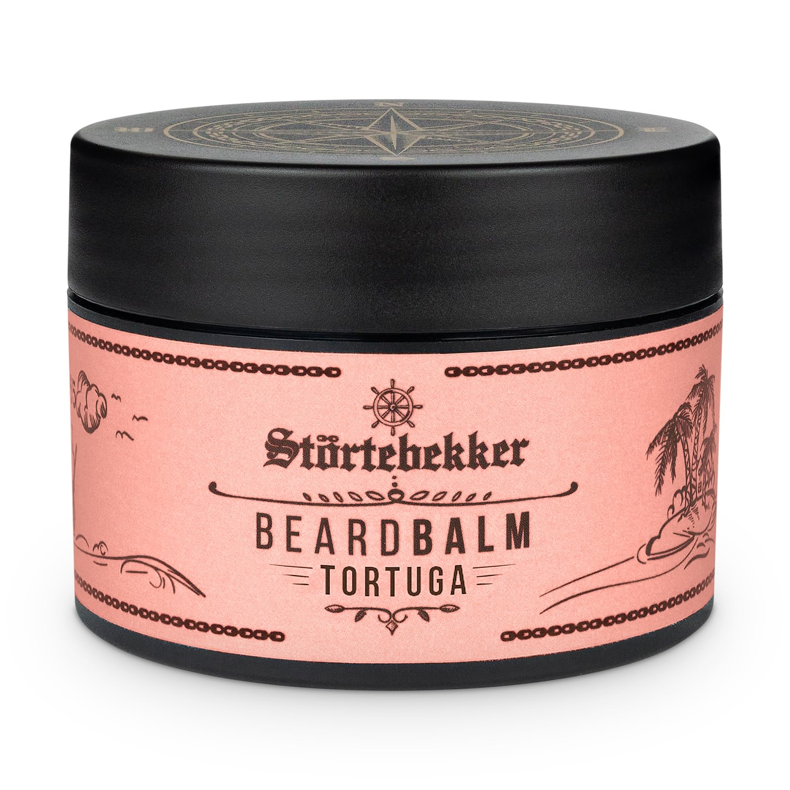 Störtebekker® Premium Beard Bálsamo cuida la barba y la pone en forma, 50 ml, 100% compostable, cera para barba para hombre, aroma picante y fresco Tortuga, bálsamo para barba fabricado en Alemania