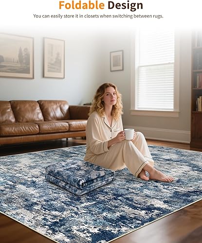 Miniatura 44 de Alfombras de área de 5 x 7 pies para sala de estar, antideslizante, lavable, resistente a las manchas, alfombra abstracta moderna de gran área