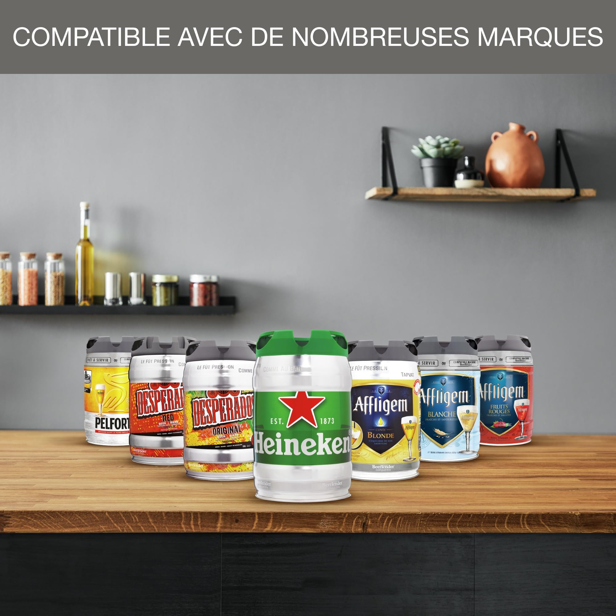 Krups Beertender Machine bière pression, Fûts 5 L, Heineken, Témoin lumineux, Température mousse parfaites, Compact noire VB450E10