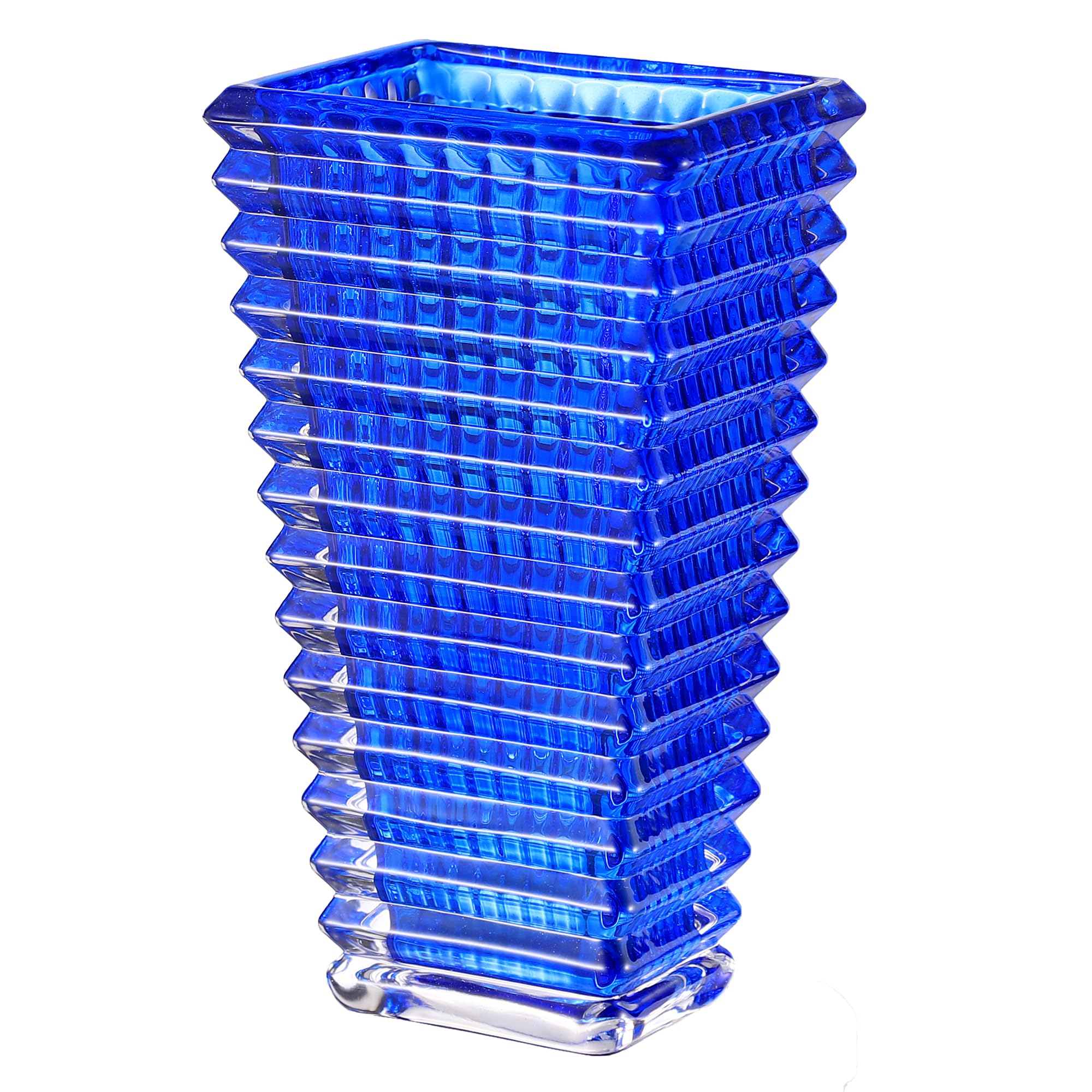 mcmcncuiuCrystal Vase, Large Crystal Vases for Flowers, Large Flower Vase, Modern Blue Vases for Living Room, Bedroom, Kitchen, Dining Table, Mantle, Wedding, 9 Inches
