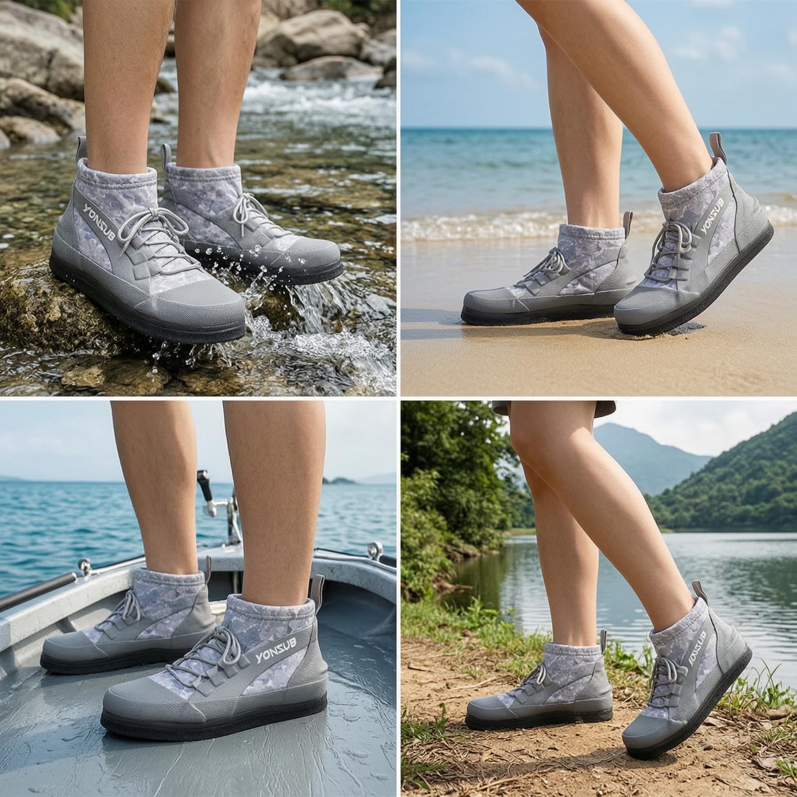 Amagogo Scarpe da Acqua Anfibie Outdoor Calzature Mare Trekking Spiaggia Traspiranti Leggere con Supporto alla Caviglia Basso Suola in Gomma con di Scarico, 迷彩灰YZ032, 39 | Antiscivolo, Scarpe Acquatiche, Traspiranti, per Spiaggia, Uomini, Escursionisti