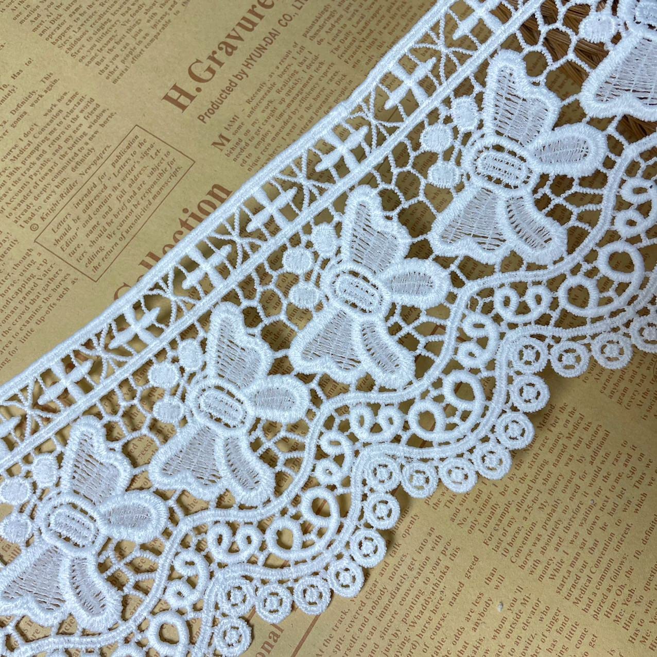 10CM Width Europe Butterfly Pattern Inelastic Embroidery Lace Trim,Curtain Tablecloth Slipcover Bridal DIY Clothing/Accessories.(2 Yards in one Package) (White)