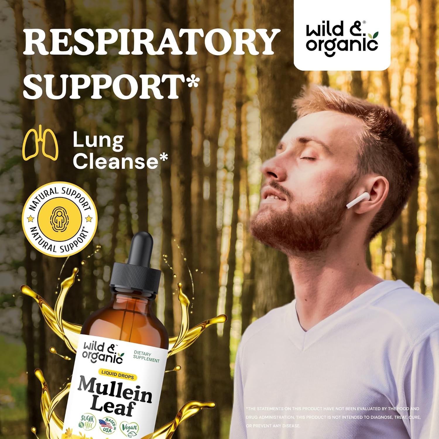 Wild & Organic Mullein Drops for Lungs - Herbal Cleanse and Detox - Liquid Mullein Leaf Extract for Lungs with Echinacea - Verbascum Thapsus Tincture - Vegan, Sugar & Alcohol-Free Supplement - 4 fl oz - Image 2