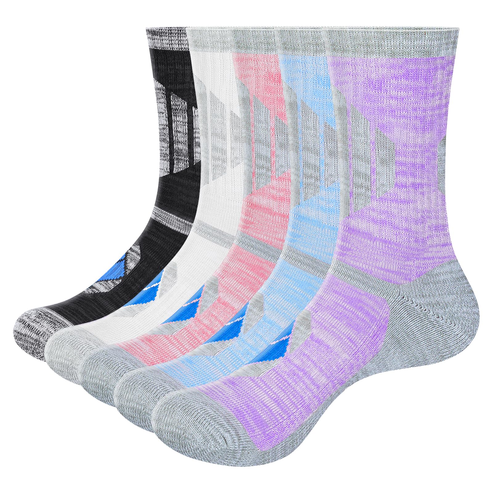 YUEDGE Casual Womens Socks Moisture Wicking Cushioned Athletic Socks For Women Mid Calf Work Boot Socks Thick Cotton Socks