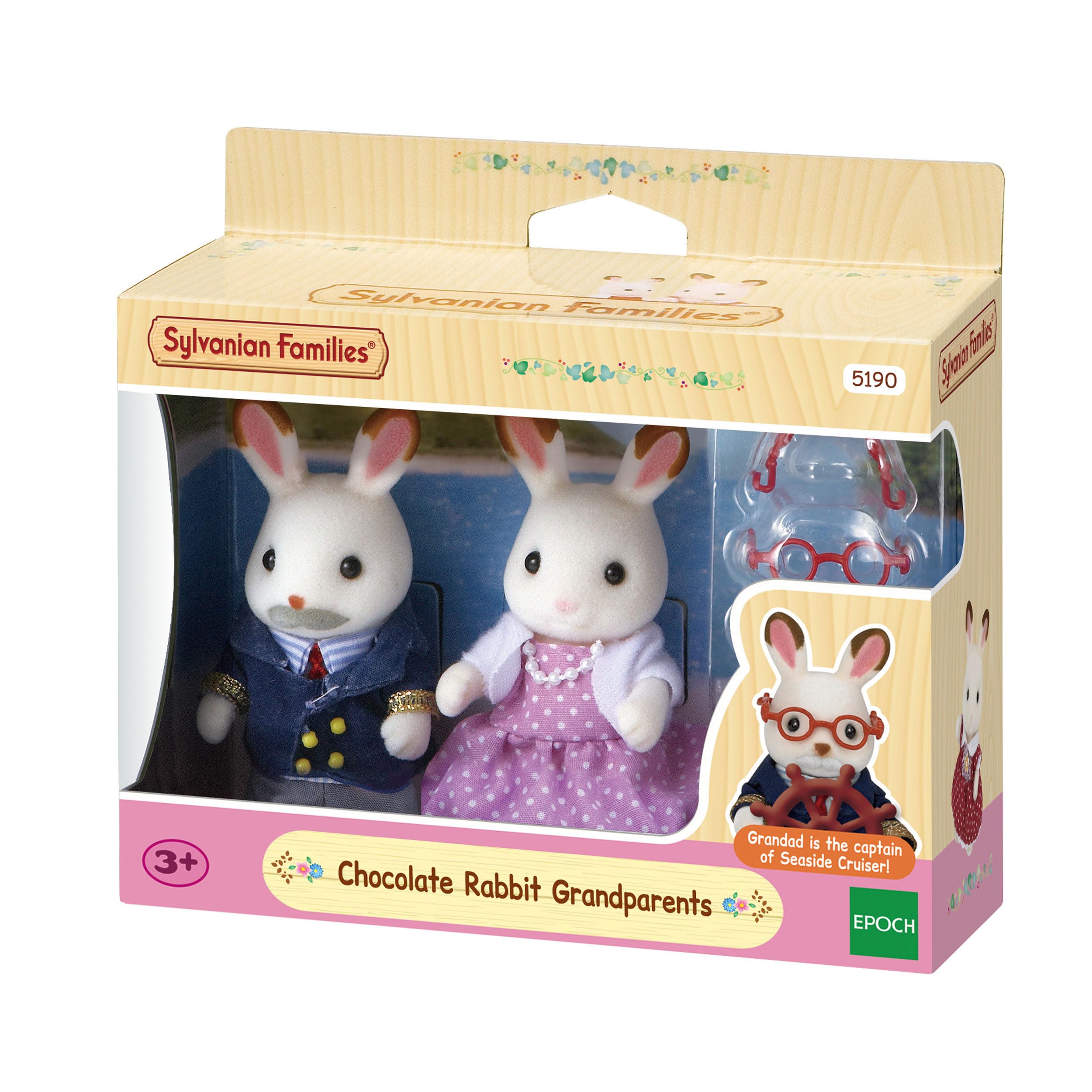 Sylvanian Families - Les grands parents Lapin Chocolat - Set 2 figurines - Plongez dans l'univers de la famille Sylvanian - Figurines miniatures - Jouet enfant 3 ans et + - 5190