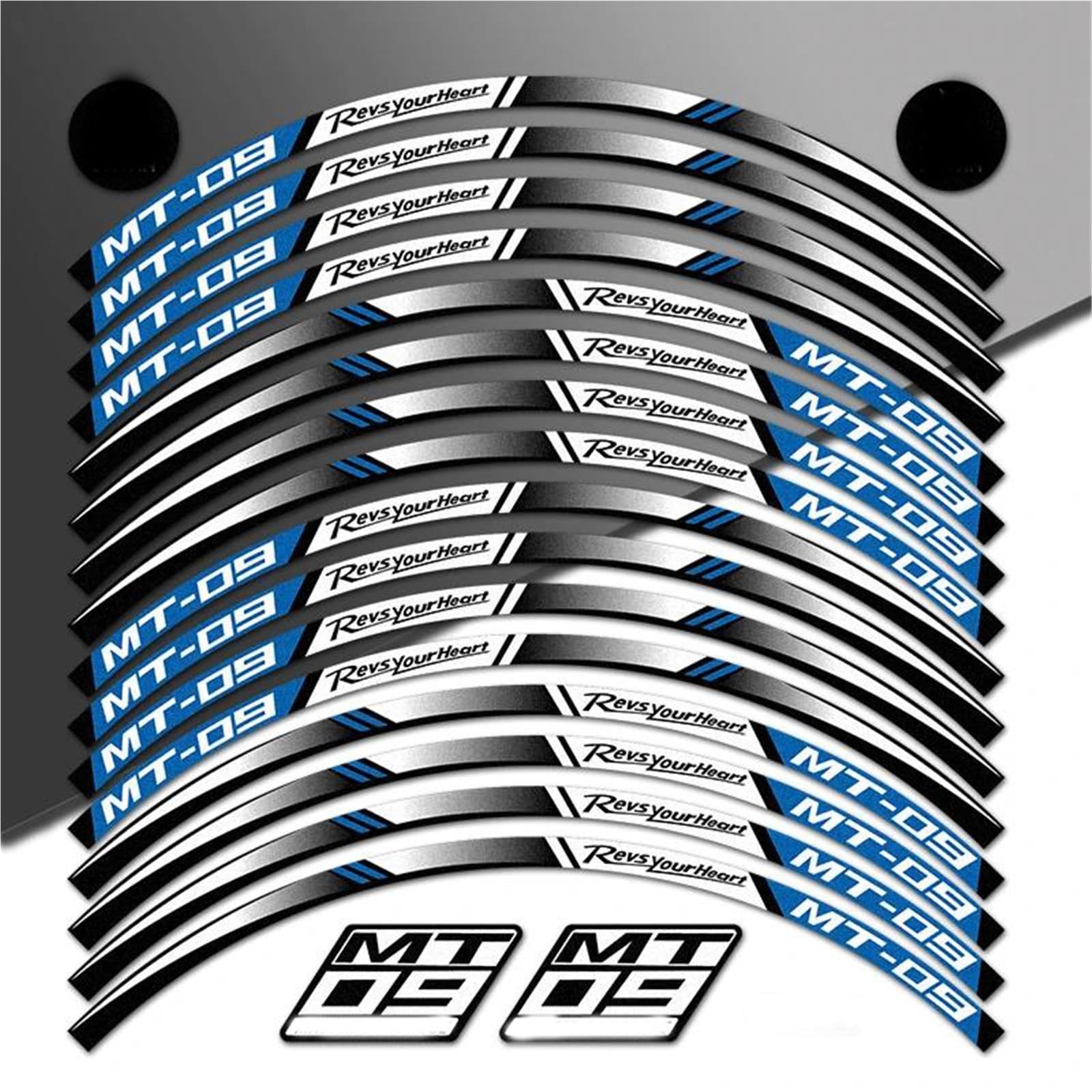 Ntpjk Blue Sticker Part For Y-Amaha Mt-09 Mt09 Reflective Motorcycle Rim Wheel Hub Sticker Decals Waterproof Accessories(Blue)