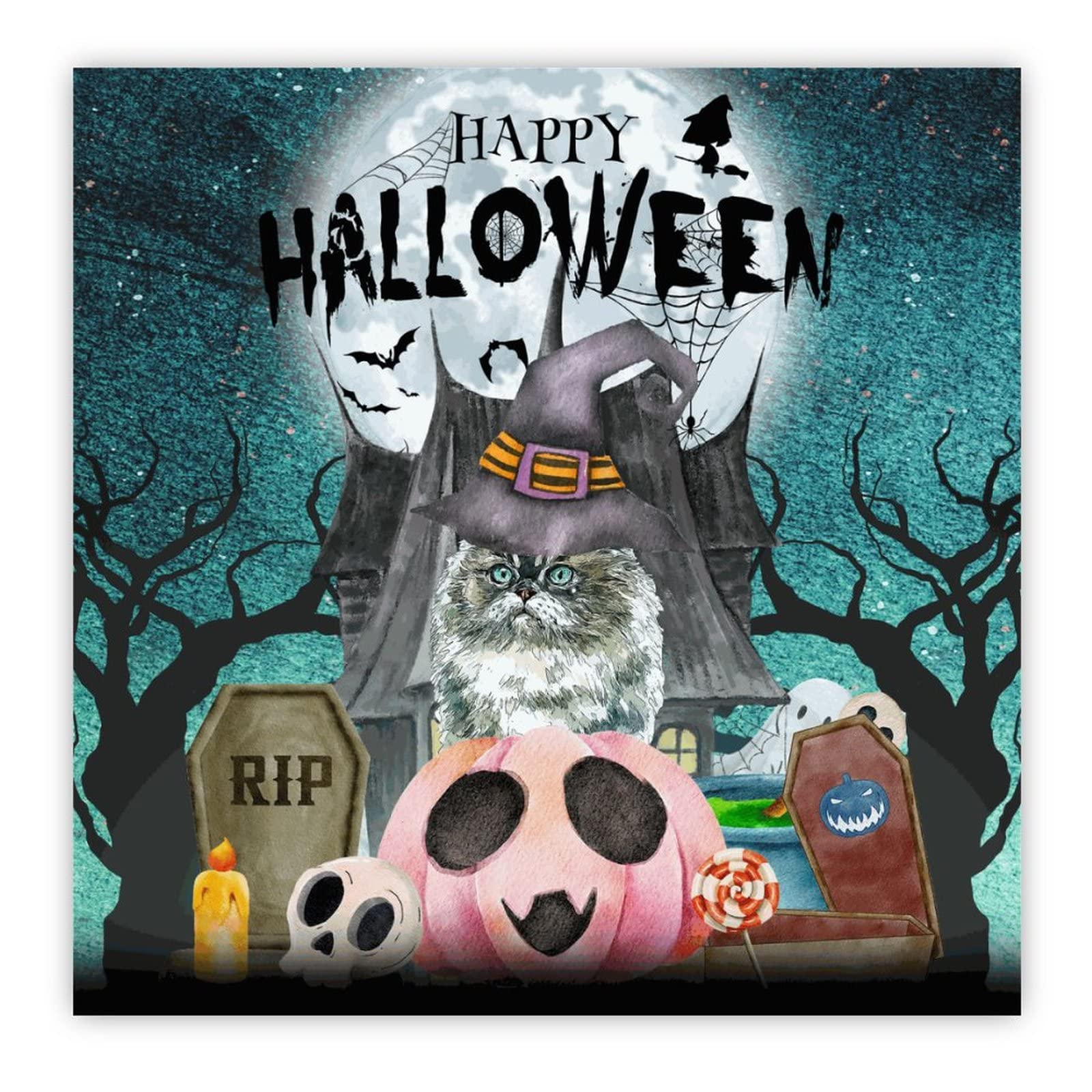 Panneau bois citrouille Happy Halloween decoration antique de prestige