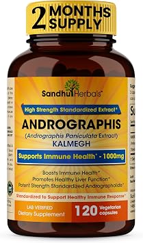 SANDHUHERBALS Andrographis Paniculata Kalmegh for Immune and Liver Health Support| 120 Vegetarian Capsules, 2 Months Supply| Ayurvedic Herbal Vegetarian Supplement Complex