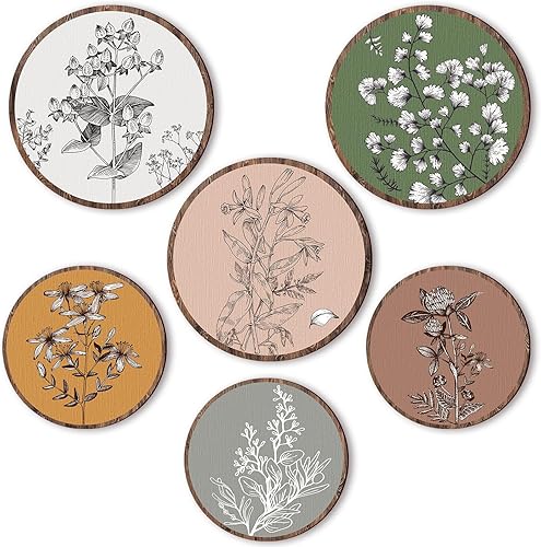 Barydat 6 piezas de decoración de pared de plantas bohemias de madera, estilo bohemio, rústico, bohemio, para colgar en la pared para dormitorio,