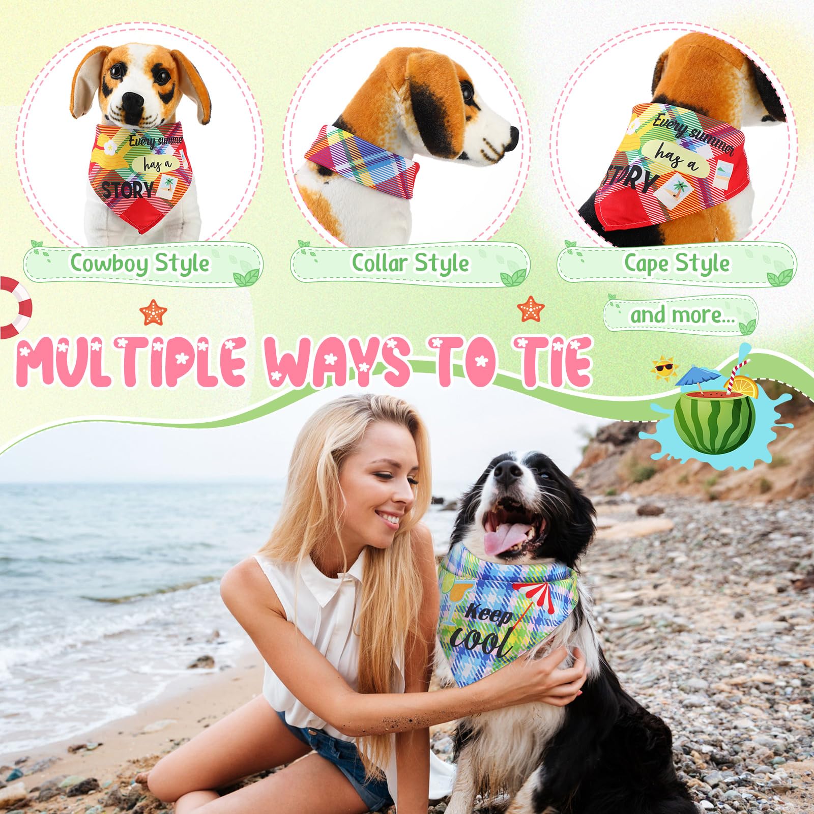 Sweetude Hundehalstuch, Sommerhalstuch, kariert, mit Sprüchen, Hawaii-Hundehalstuch, Dreiecks-Lätzchen, waschbar, Welpenhalstuch, verstellbar, Pflegezubehör für kleine, mittelgroße und große Hunde und