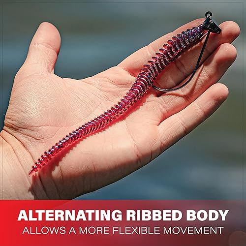 Miniatura 4 de 6TH SENSE Boosa Shakey Worm Cuerpo acanalado alternativo, movimiento flexible, acción de cola bulbosa 6.5 pulgadas (10paquete) Fabricado en los