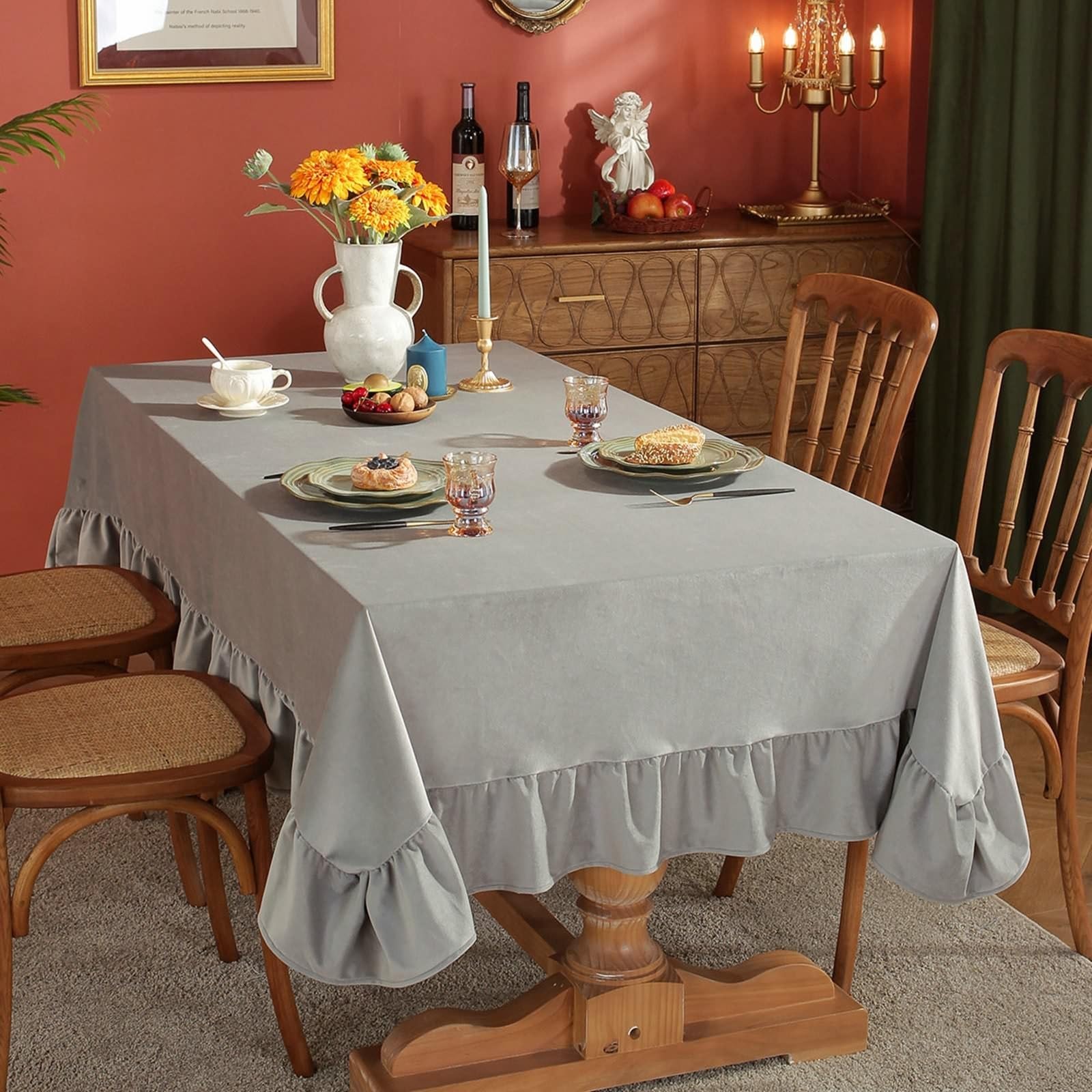 Nappe rectangulaire anti-tache finis les drames de table 140x200