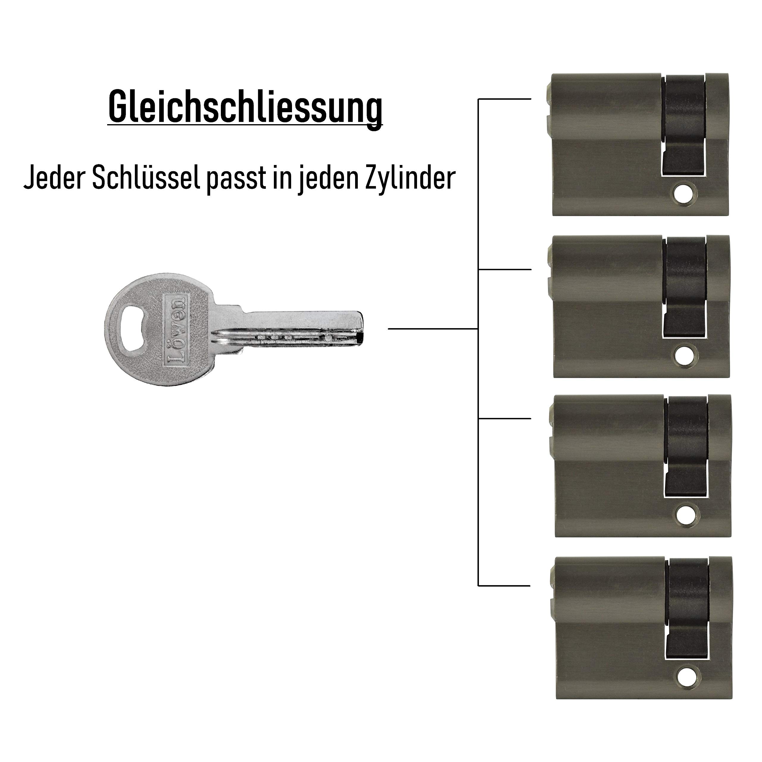 4x Halbzylinder verstellbar 40 mm gleichschließend 30/10 inkl. 10 Schlüssel