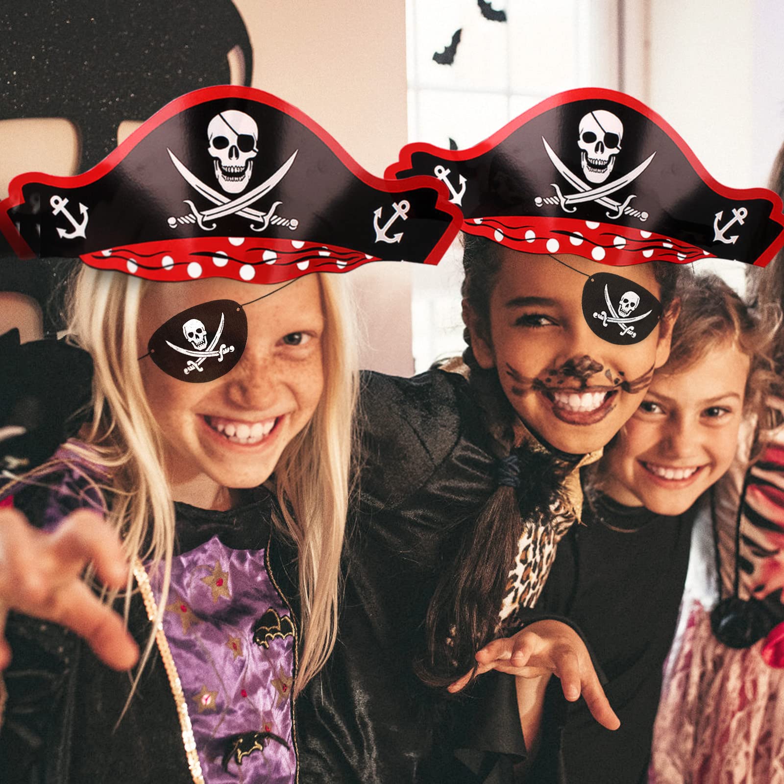 20 sztuk kapelusza pirackiego dla dzieci, zestaw na urodziny pirata, 10 sztuk pirackich czapek, 10 sztuk pirackich akcesoriów na Wielkanoc, Halloween, Boże Narodzenie, maskaradę, imprezę
