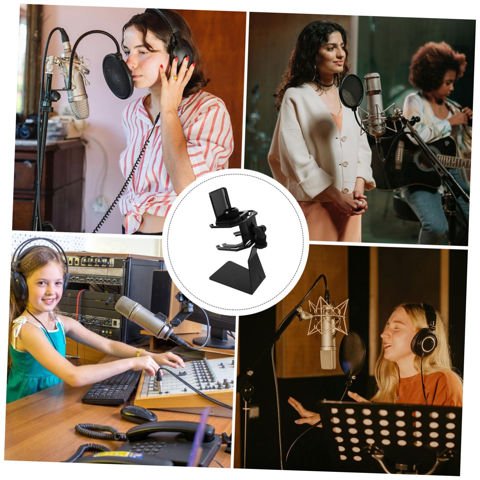 Microphone Shock Mount in Metallo Robusto con Supporto Antivibrazioni e Filtro Pop Integrato Regolabile per Desktop per Registrazioni e Livestreaming Professionale