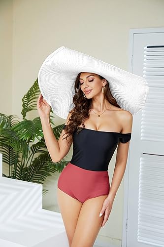 Miniatura 2 de Sombrero de paja de playa de gran tamaño para mujer, sombreros de visera grande de ala ancha hechos a mano, sombrero de sol enrollable para verano