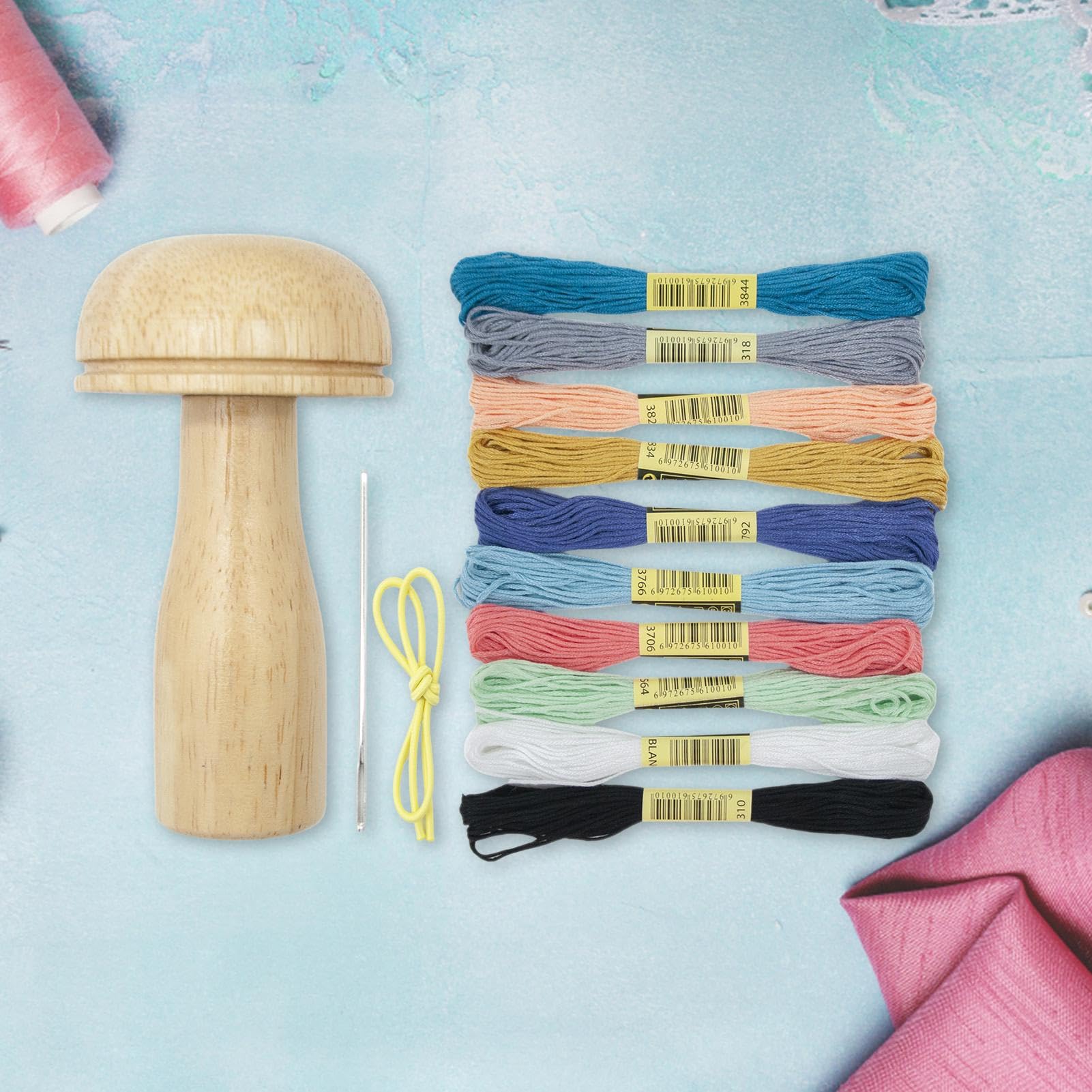Qiwieod Fungo Da Rammendo In Legno Con Manico, 10x5.5 Cm, Attrezzo Per Riparare Calzini E Tessuti, Kit Cucito Portatile - 2