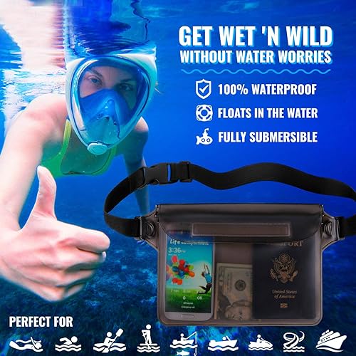 Miniatura 3 de Bolsa impermeable GLBSUNION con correa para la cintura (2 unidades), la mejor manera de mantener tu teléfono y objetos de valor segurossecos,