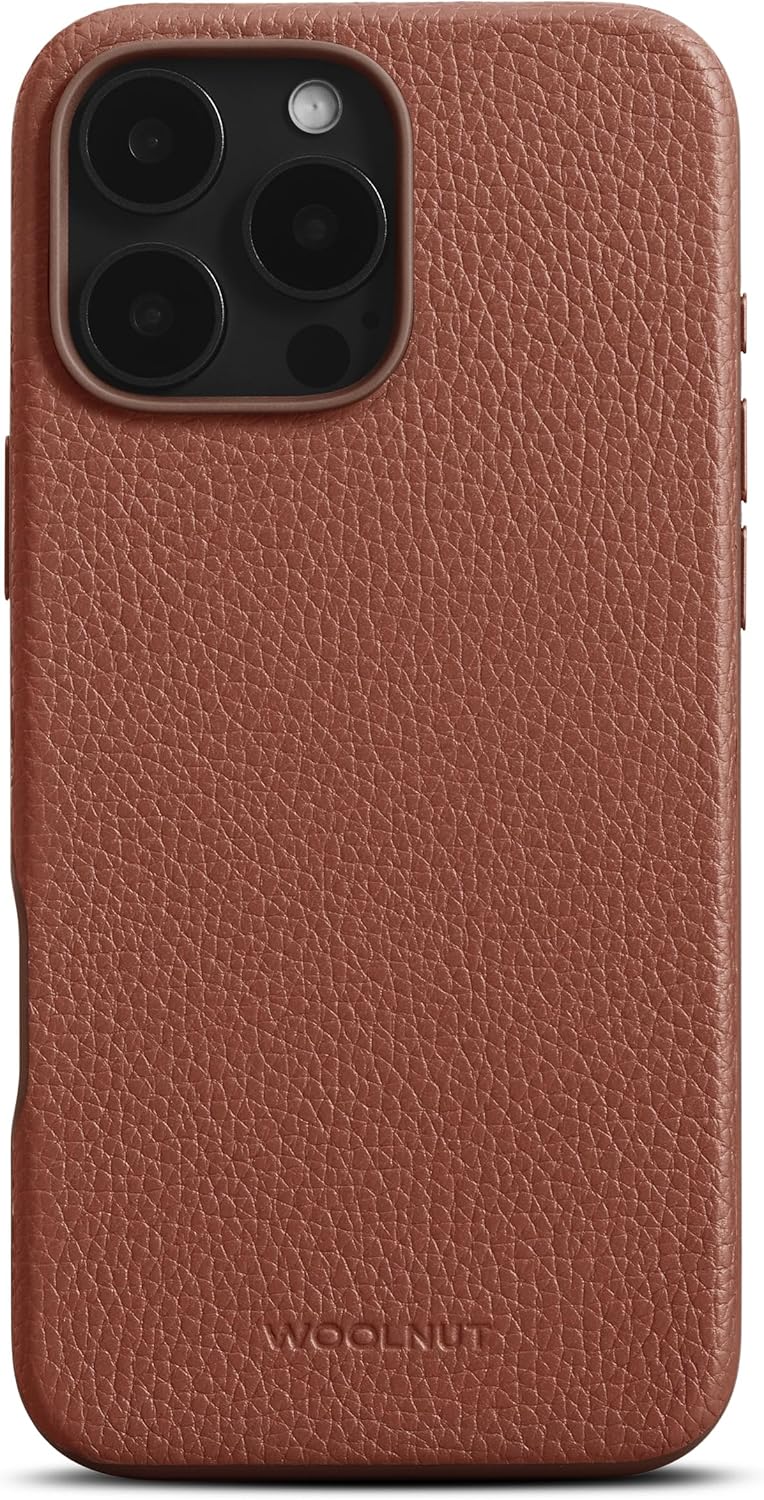 Coque cuir pleine fleur Woolnut iPhone 16 Pro Max coloris Marron — vue de face