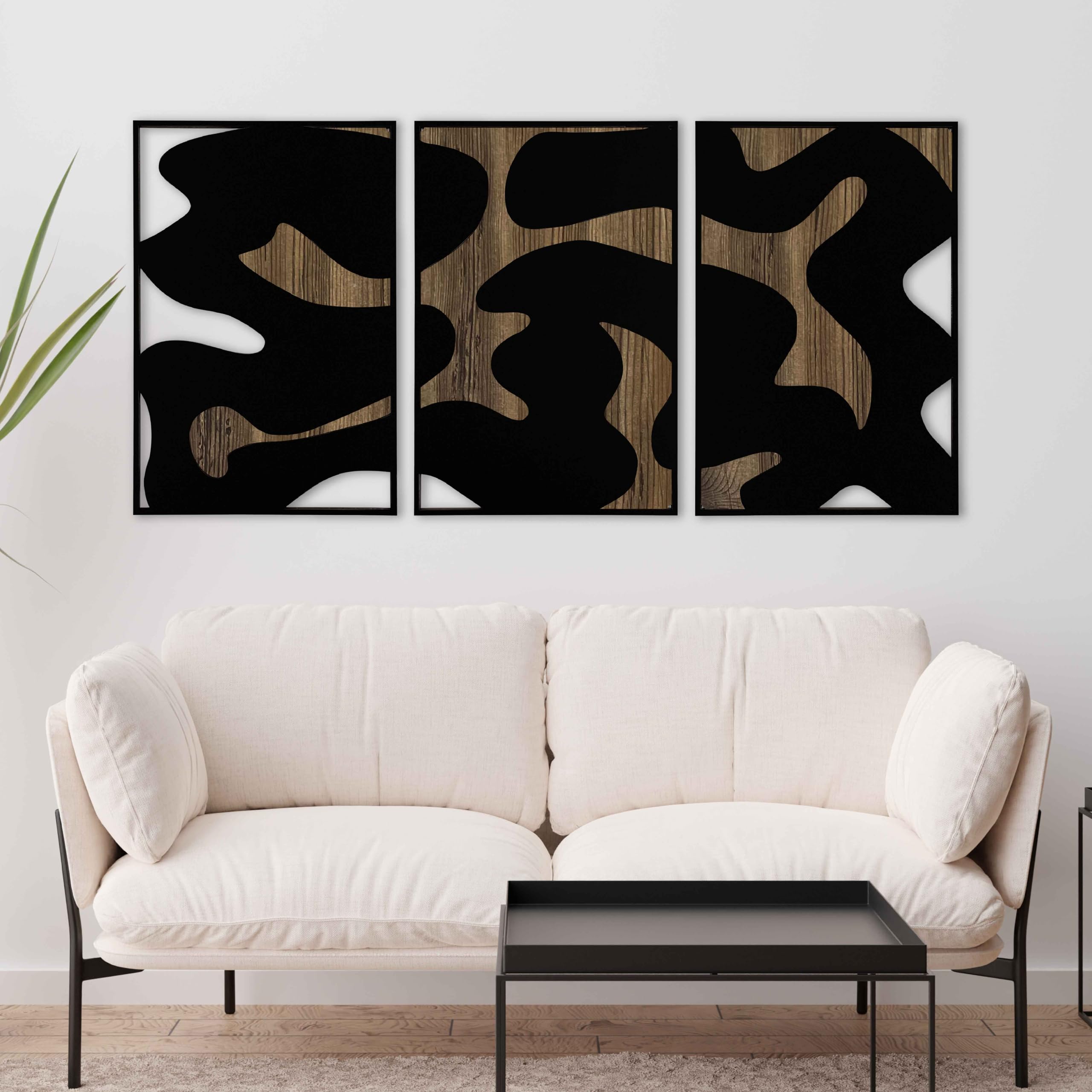 Einzigartige Wanddekoration mit moderner Holzwandkunst, abstrakte Holzwandpaneele mit neutraler und erdfarbener Textur, Boho-Heimdekoration, Geschenk für Wohnzimmer und Schlafzimmer