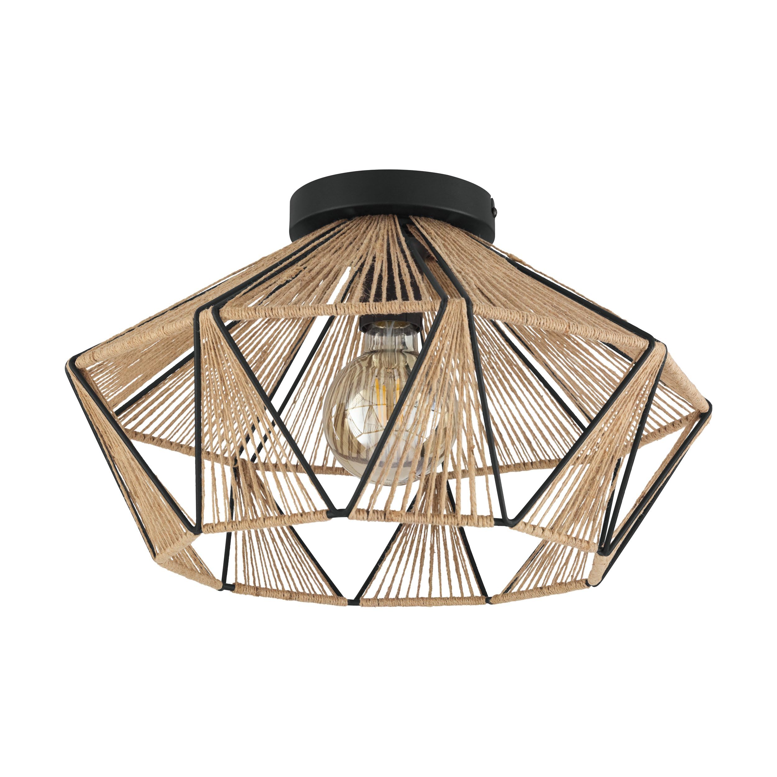 Eglo Adwickle IP20 Geometric Flush Ceiling Light in Light Brown