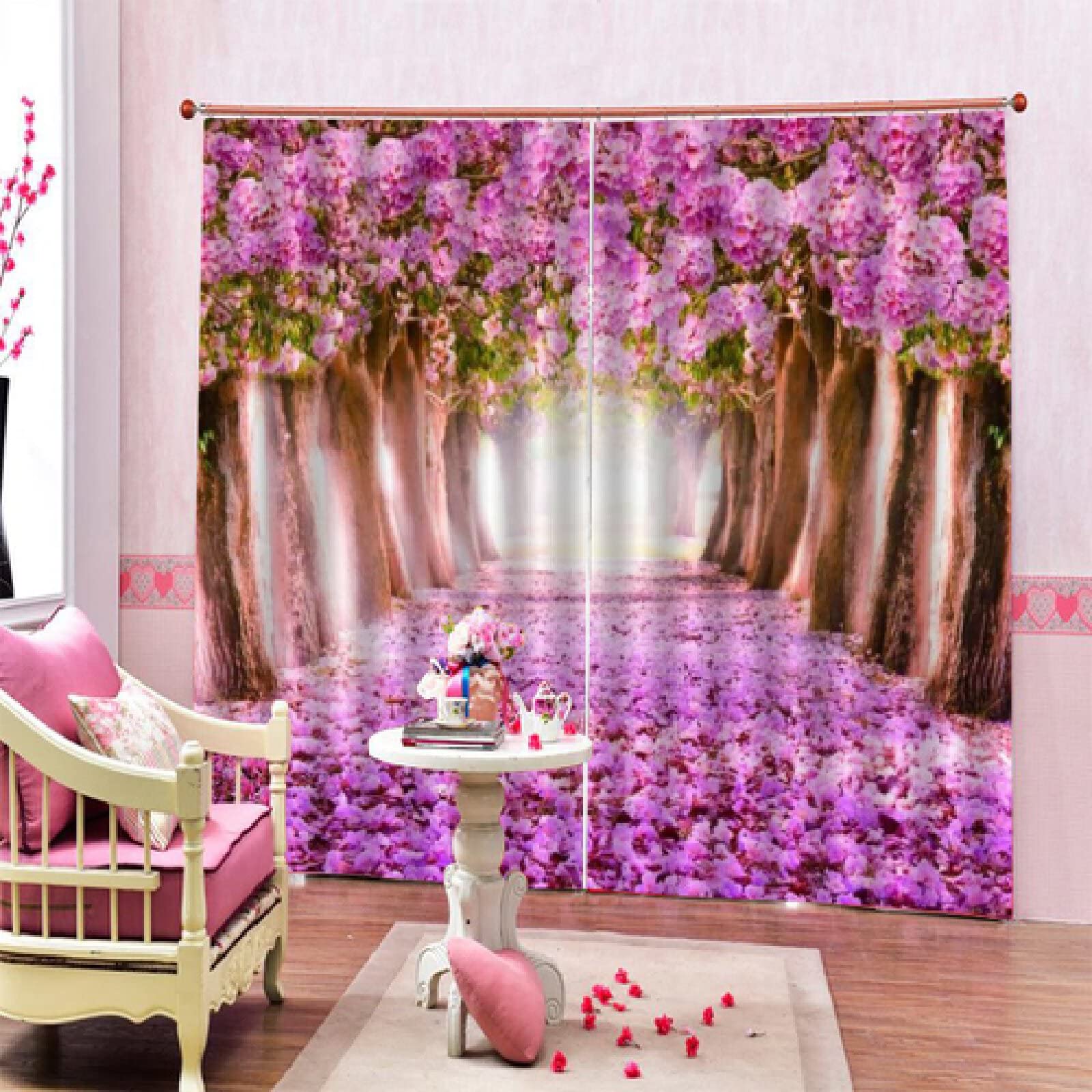 3D piękne różowe kwiaty wiśni zasłona zagęścić do salonu wesele zasłony kuchenne Home Decoration!