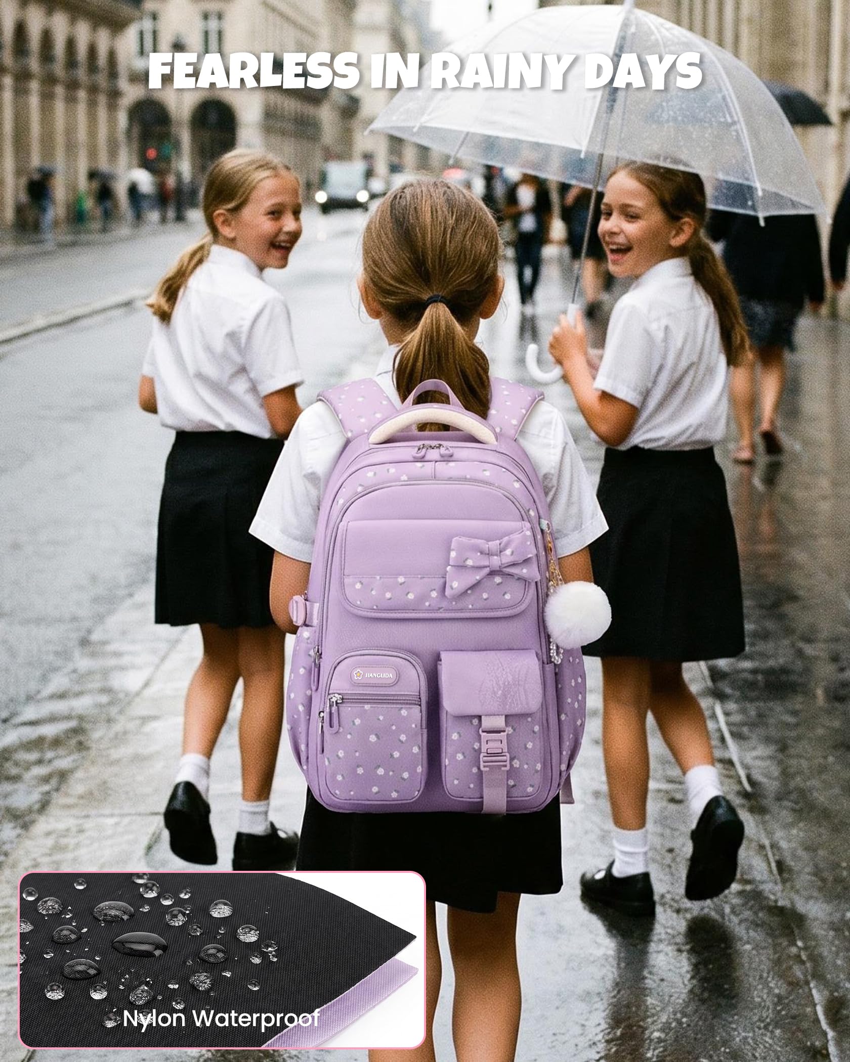 Amythe Zaino Scuola Ragazze Teen 6 a 15 anni Impermeabile Viola