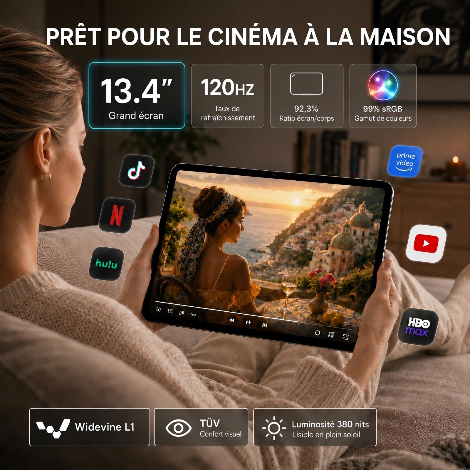 TABWEE 2026 Tablette Améliorée 13,4 Pouces Android 16 avec Clavier | Écran IPS 2K 120 Hz, 24 Go RAM + 256 Go ROM, Processeur Octa-Cœur 2,2 GHz, Batterie 10000 mAh, Stylet et Souris Inclus