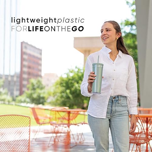 Miniatura 5 de Simple Modern Vaso de plástico con tapa y pajilla, reutilizable, sin BPA, taza de batido de doble pared, regalos para mujeres, hombres, él ella,