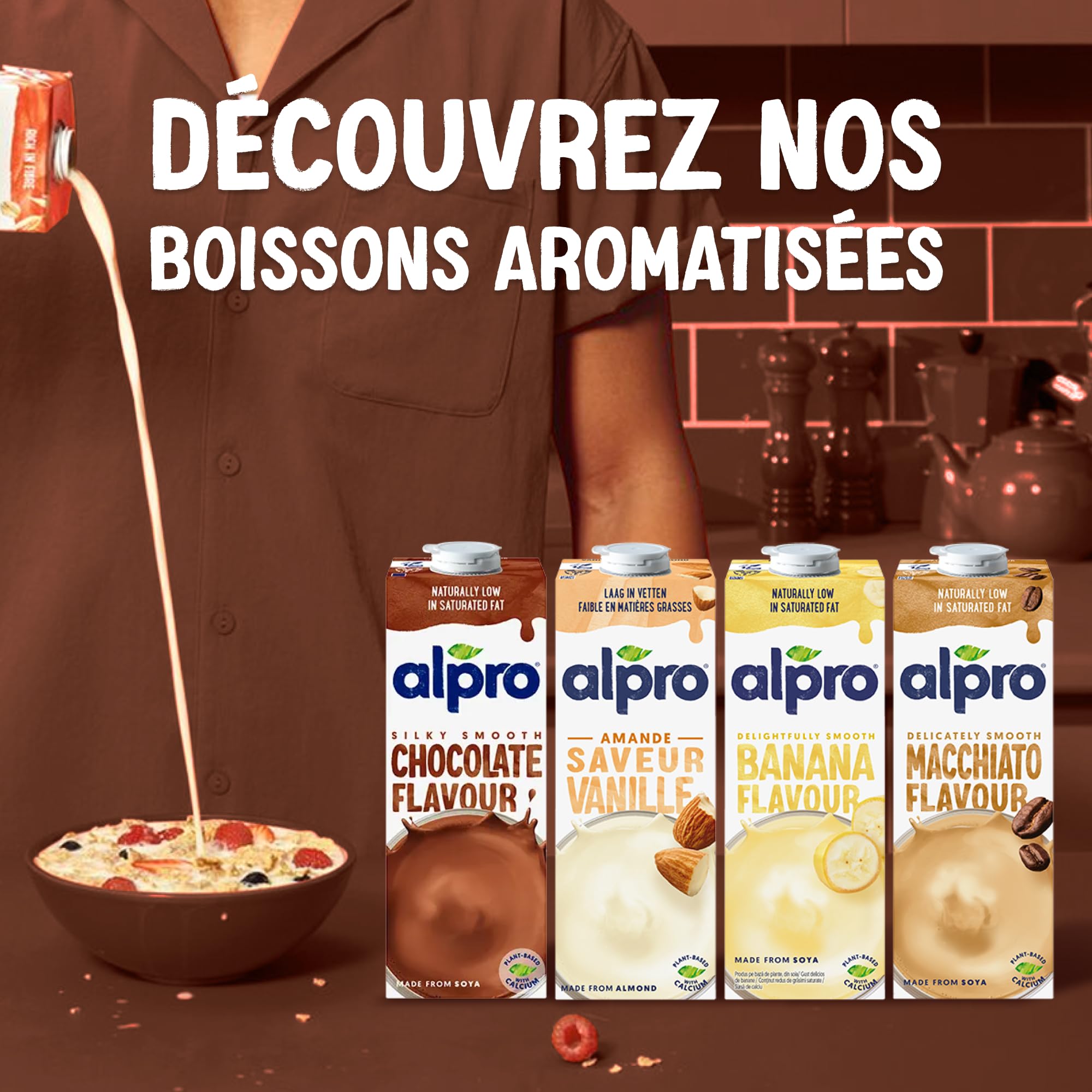 Alpro - Boisson Végétale - Soja Chocolat - 1 L - Lot de 8 x 1 L