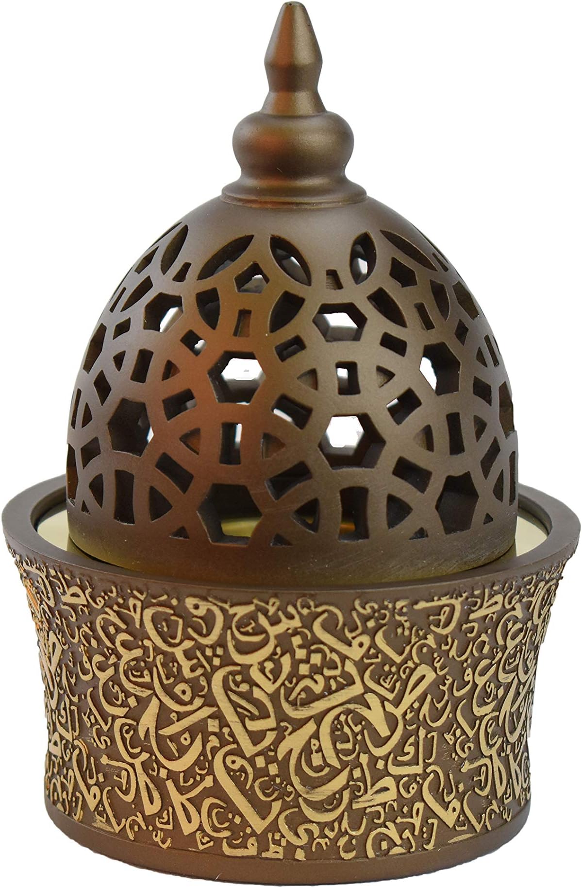 Intense Oud Calligraphy Style Closed Incense Burner, Coffee