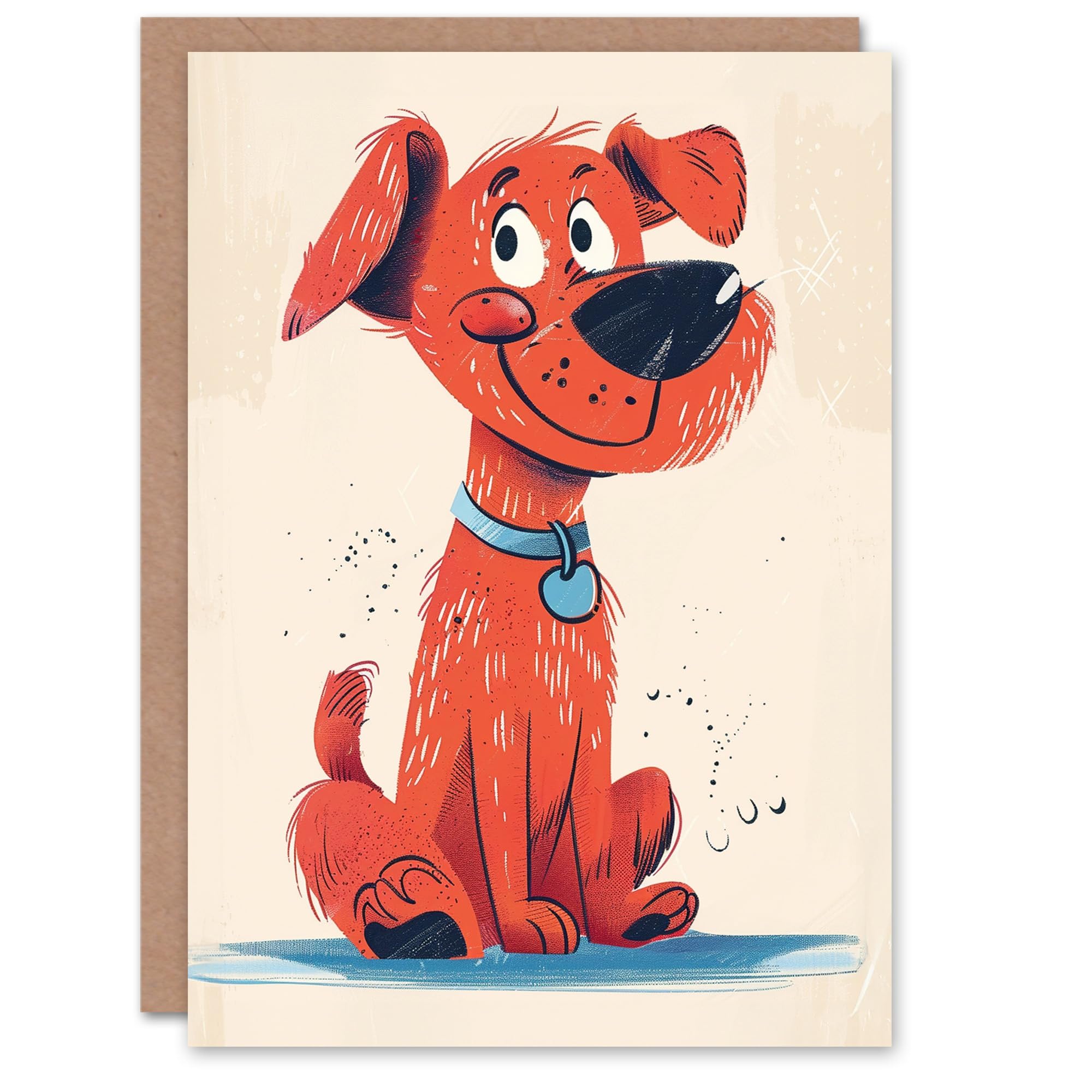 Artery8 Birthday Card Red Dog Lover Pet Puppy Cute Cartoon For Child Kids Son Daughter Greeting Card