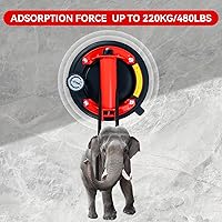 Vista 3 de Paquete de 2 ventosas resistentes de 8" para levantar vidrio grande, carga máxima de 960 libras, ventosas para ventanas, potente herramienta