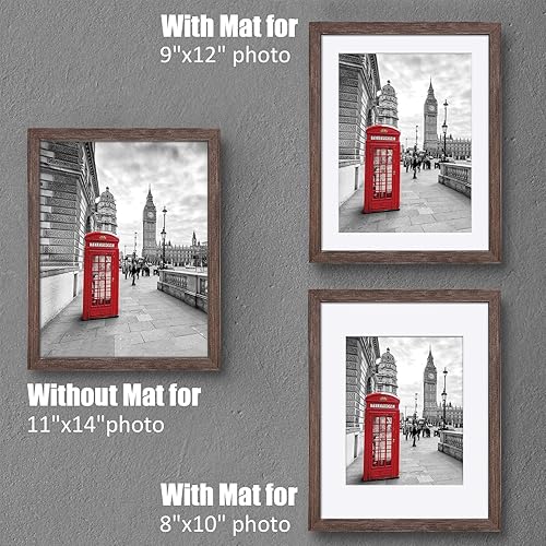 Miniatura 3 de Portarretratos de madera maciza de 11 x 14 pulgadas, marco de fotos de madera maciza de 9 x 12 o 8 x 10 pulgadas con paspartú o marco de 11 x 14