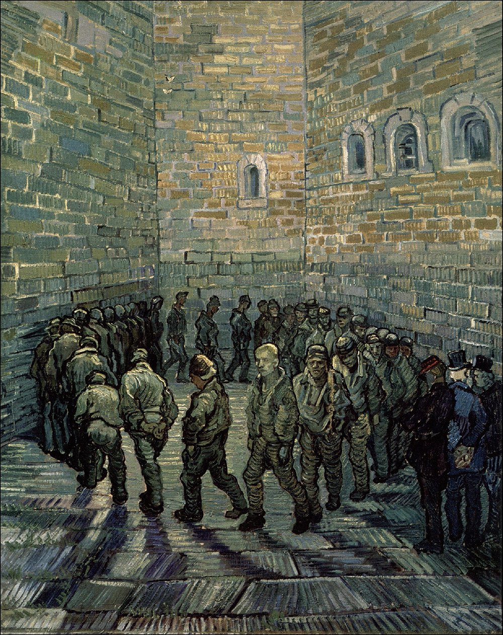 Toile Prisoners Exercising Van Gogh sans reflet grâce au papier mat premium