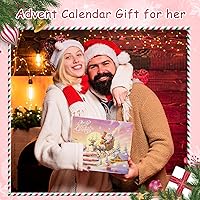 Vista 2 de 2025 Calendario de Adviento de Pulsera con Abalorio de Navidad Rosa, Caja Sorpresa con 22 Colgantes y 2 Pulseras, Calendario de Adviento de 24 Días