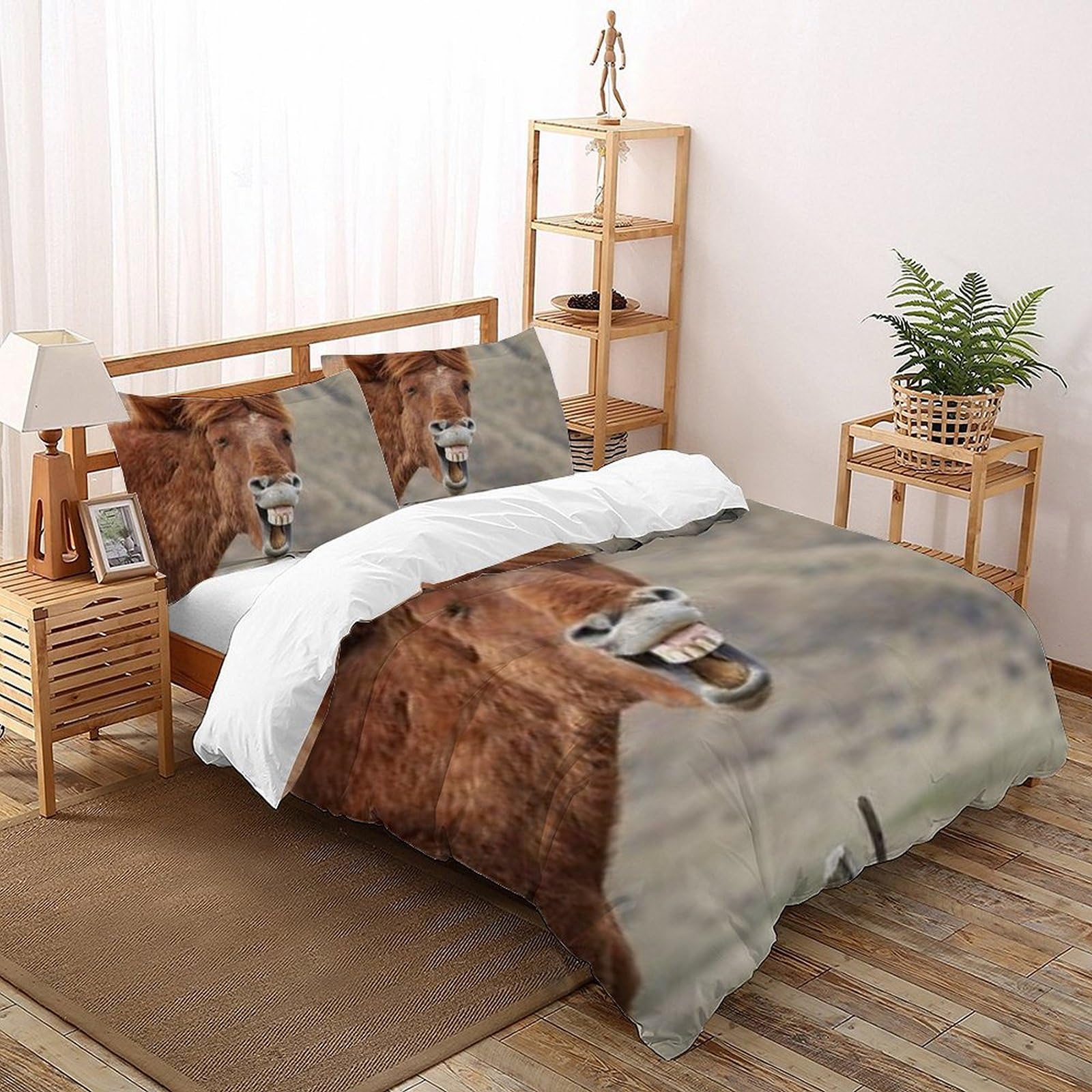Housse de couette double microfilbre animaux 3D avec taies d'oreiller pour garçon