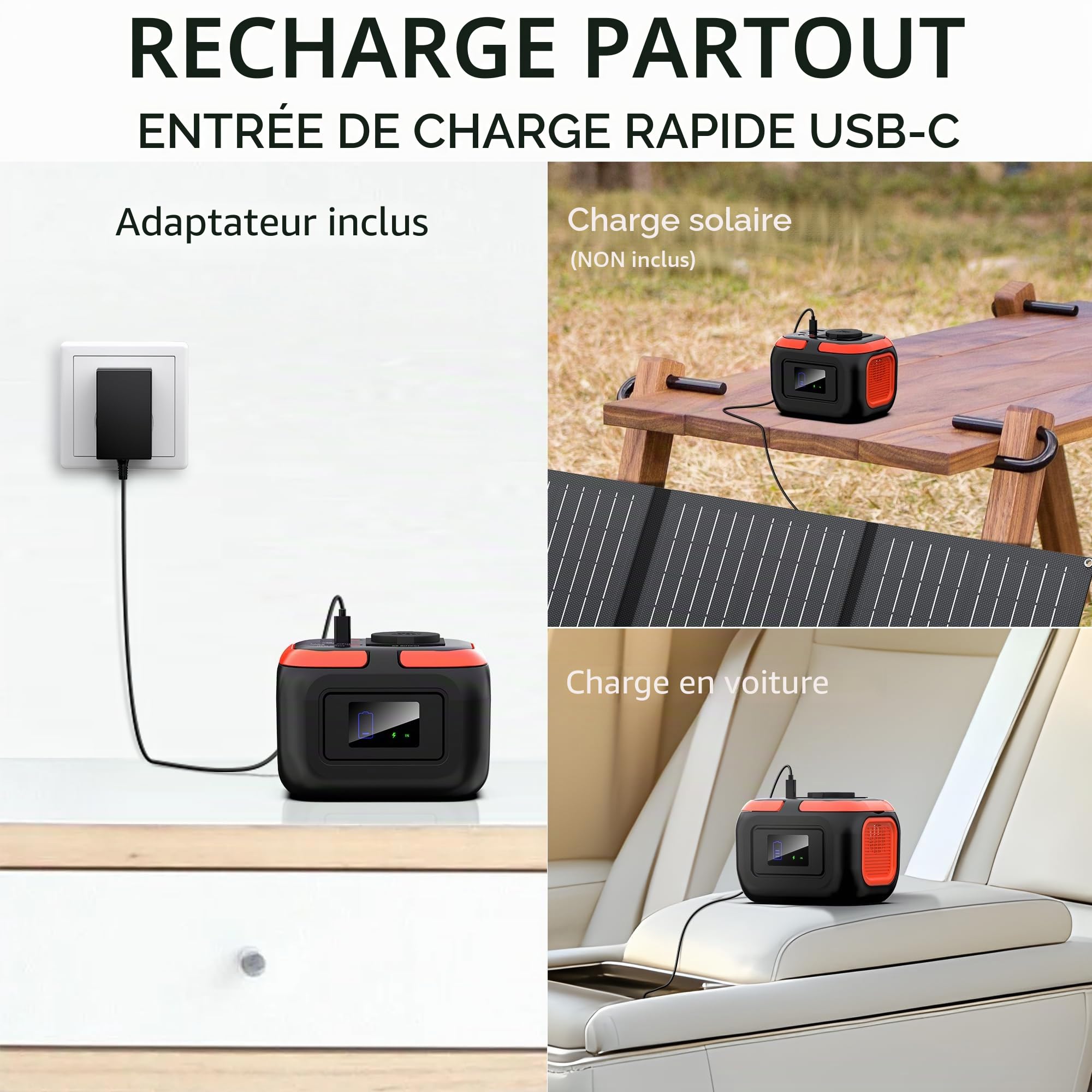 SinKeu Station d'alimentation portable 97 Wh, 26400 mAh, mini générateur avec prise AC 120 W 230 V, 12 V DC, ports USB pour téléphone portable, ordinateur portable, batterie d'alimentation mobile pour
