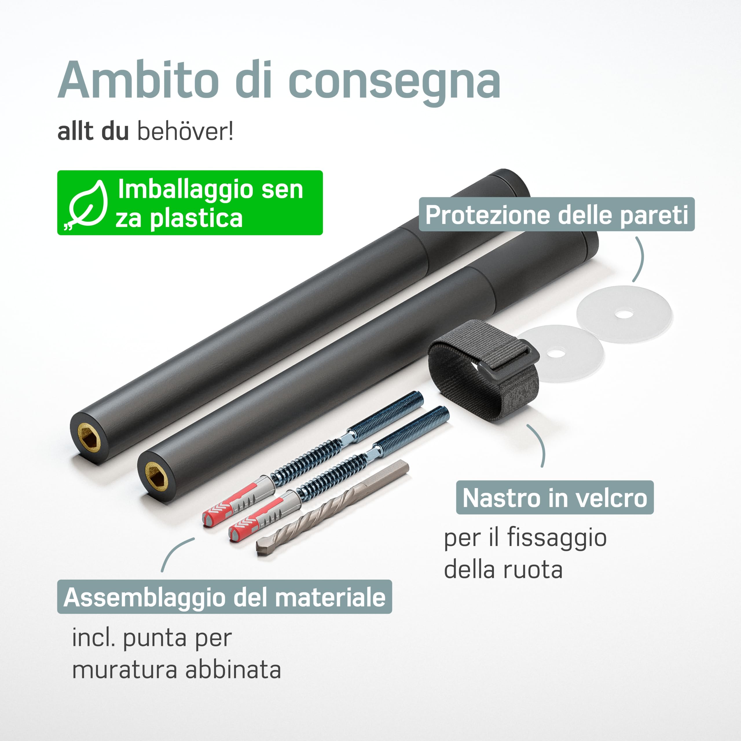 Borgen Supporto bici da parete - Portabici da parete in legno per bici da corsa - In legno di quercia - Supporti bici da MTB, bici da corsa e city bike