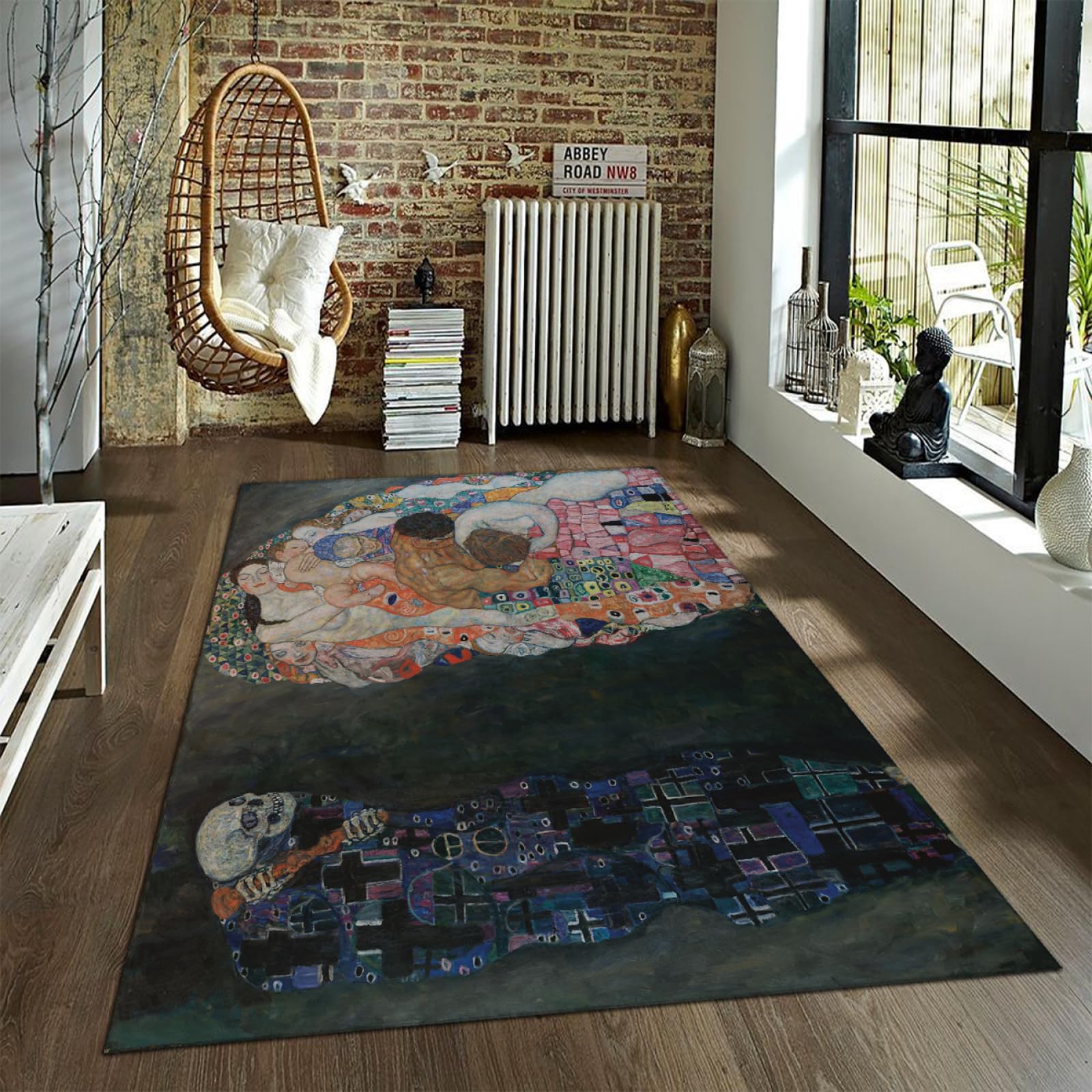 Tapis Gustav Klimt Mort et Vie avec support antidérapant haute qualité