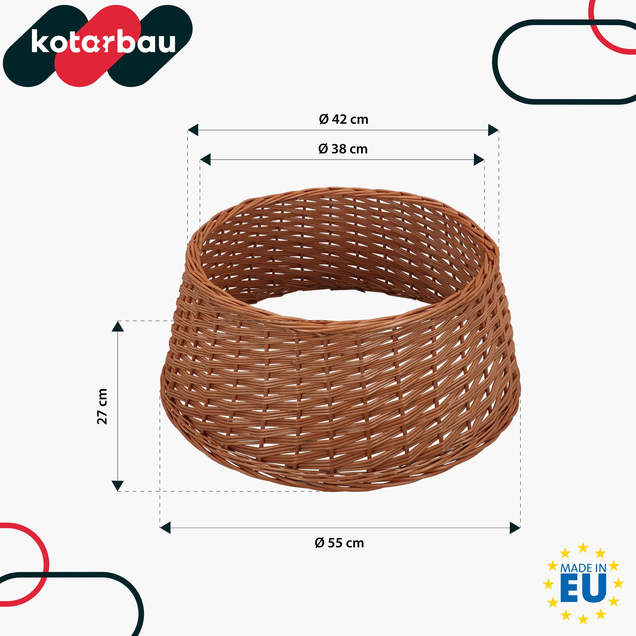 KOTARBAU® Copertura per Albero di Natale Ø 60 cm Naturale Supporto in Rattan Cesto Copri Base