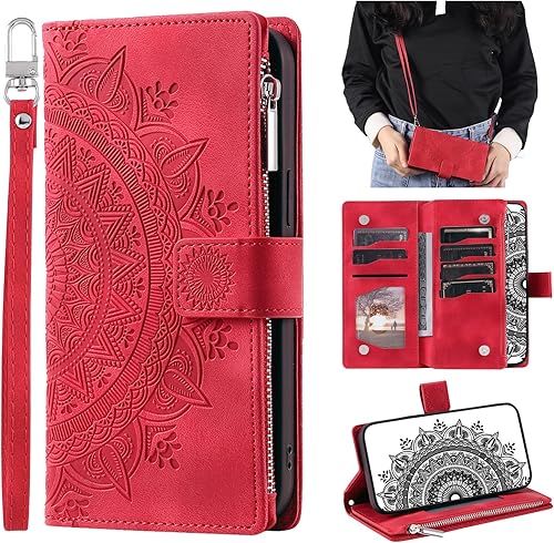 CASEONJAN Funda tipo cartera cruzada para Moto G Stylus 5G 2023, funda de cuero con correa para la muñeca y soporte para tarjetas, funda con tapa