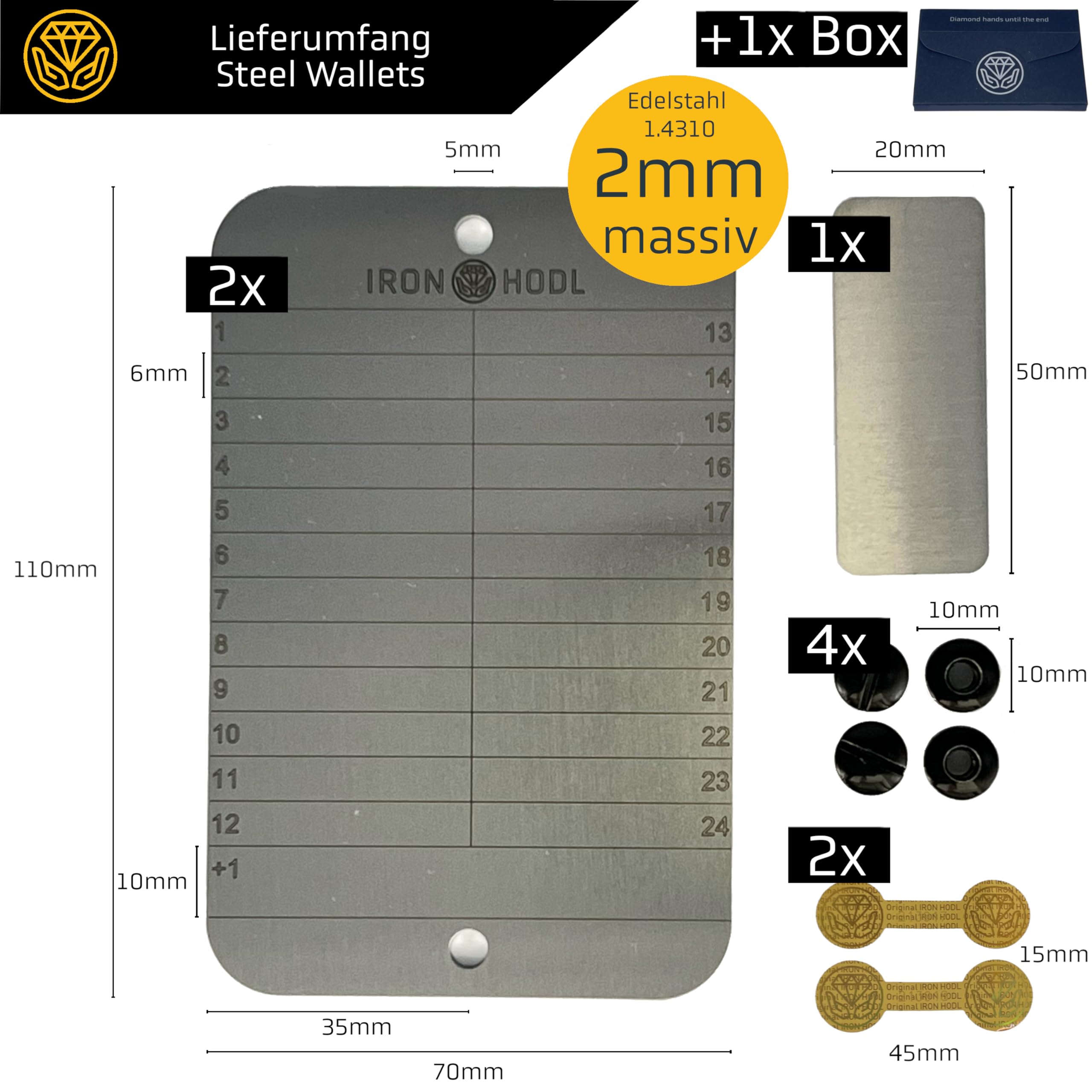Seed Phrase Recovery Plaat Crypto Cold Wallet Van Roestvrij Staal -  Complete Set (2 Plaatjes Bitcoin Wallet