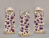 Vista 7 de 75 perlas de oro rosa "flotantes", sin agujeros, decoraciones de jarrón de varios tamaños jumbo/surtidos, llena 1 galón de geles transparentes