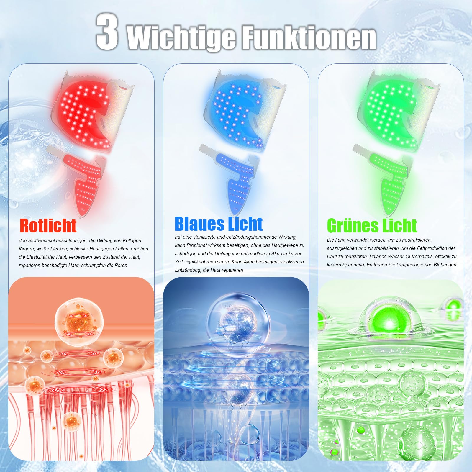 Masque Neck Set LED Visage Professionnel 7 Couleurs – Luminothérapie Anti-Âge Anti-Acné, Stimulation Collagène 630nm, Soin Visage Rajeunissement Peau, Réduction Rides & Taches-Blanc