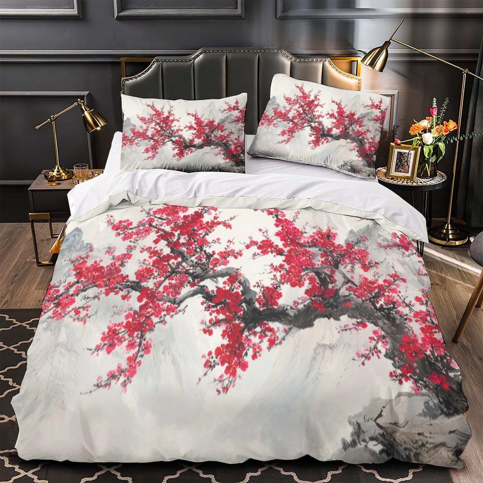 Housse de couette 3D panthère noire en microfibre douce et résistante pour lit double
