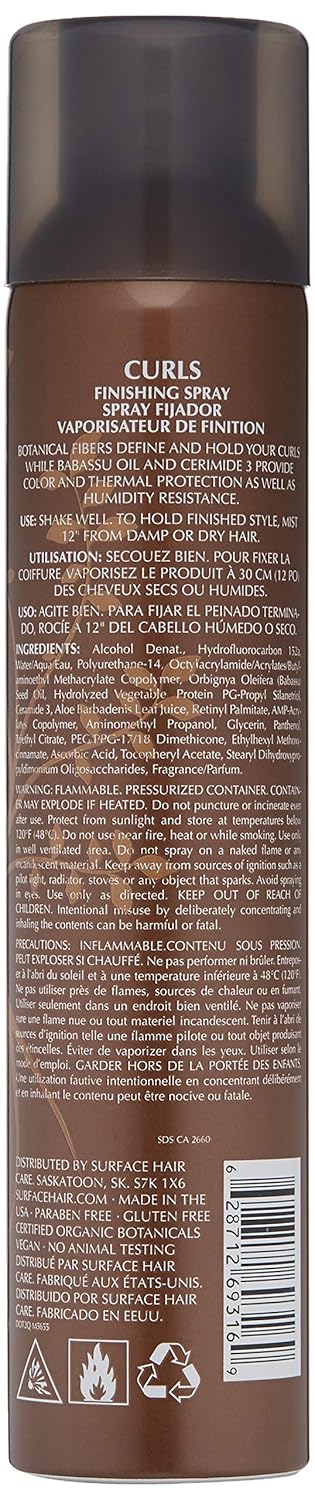 Surface Hair Curls Finishing Spray With Babassu Oil For hold, Definition, Shine And Thermal And Humidity Protection - Image 2