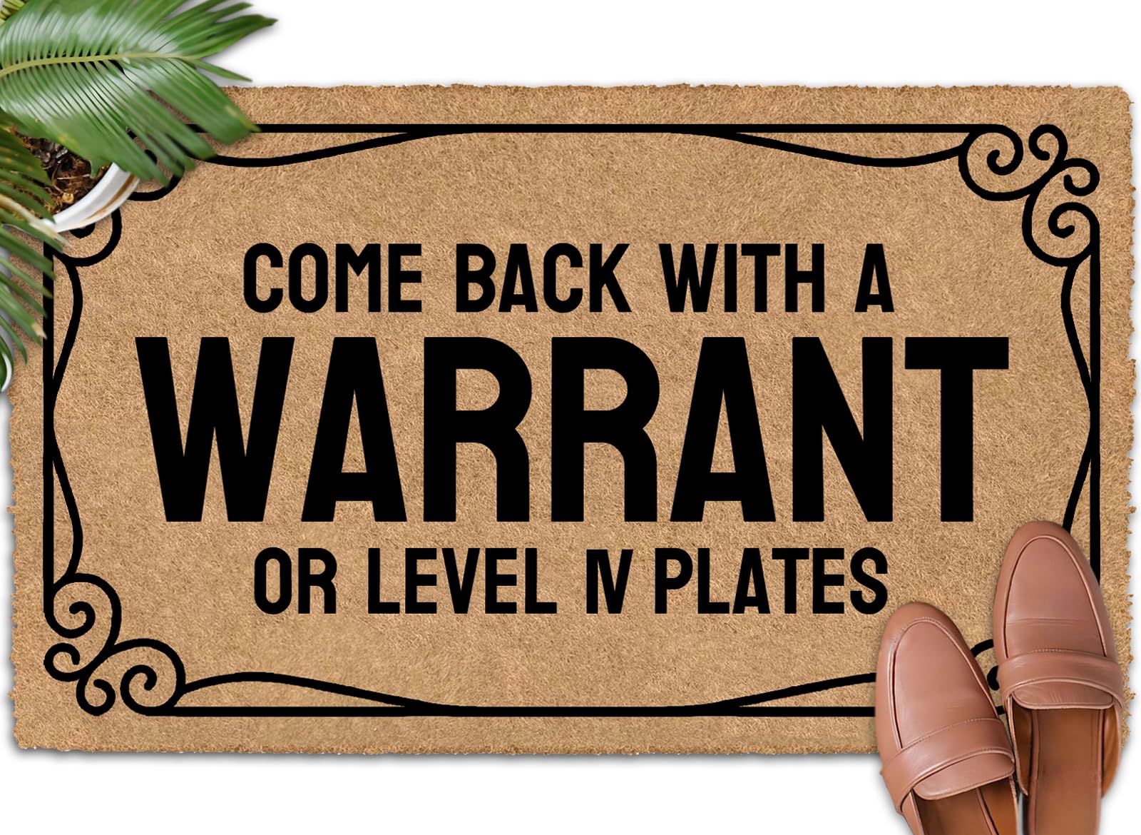 Come Back with a Warrant or Level Iv Plates 30"x18" Make a Statement with Our Fall Welcome Mat Outdoor Mats for Home Entrance Front Door Mats Outdoor Funny Doormat Small Rug for Front Door